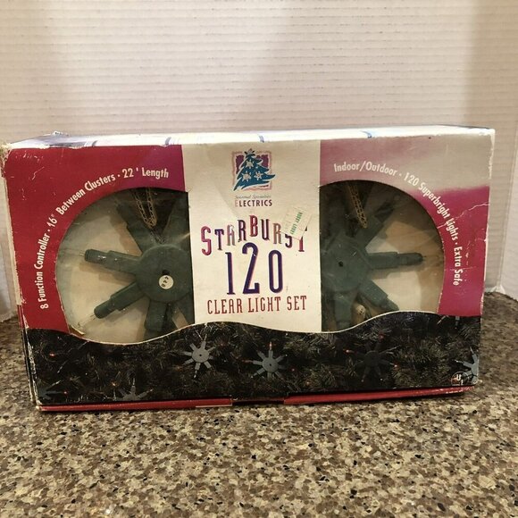 Vintage Starburst Christmas Light Set Clear 15 Clusters Pinwheels 1995 - Picture 12 of 13